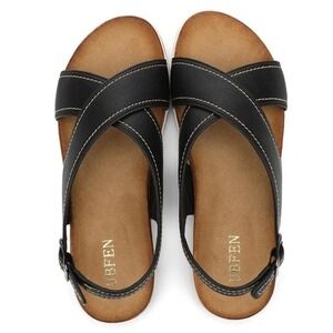 UBFEN Womens Flat Sandals Arch Support Slingback Black Size 40 / 9